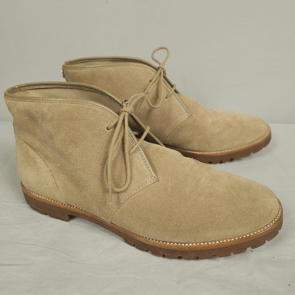 Tory Burch Westbury Chukka Boots Women 10 Beige White Lace Up Ankle Bootie